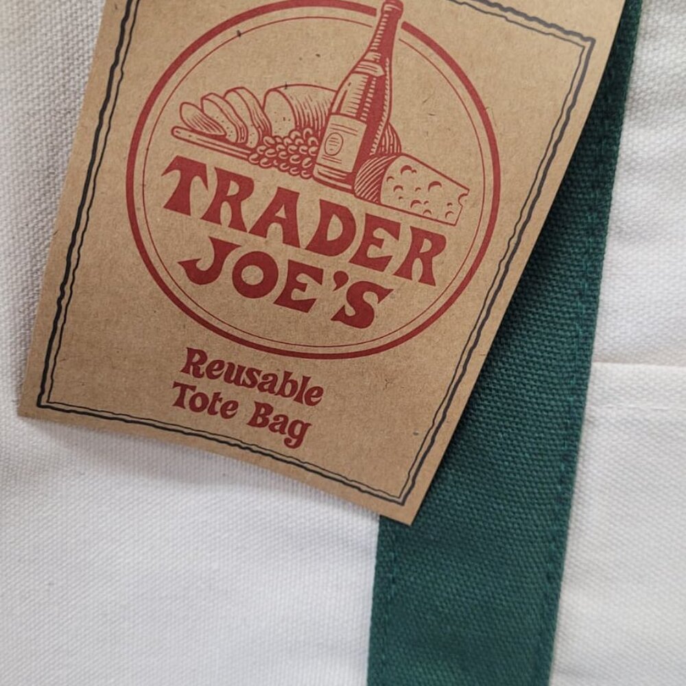 New with Tags! Set of 2: GREEN - Trader Joe's Large & Mini Canvas Totes - Picture 10 of 14